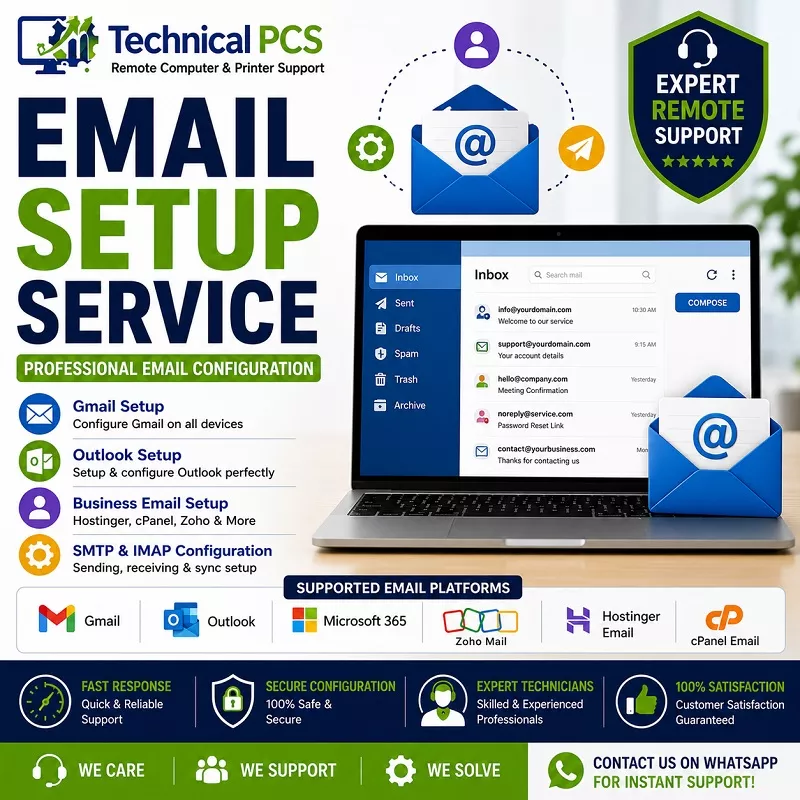 Email Setup Service Remote Support by TechnicalPCS