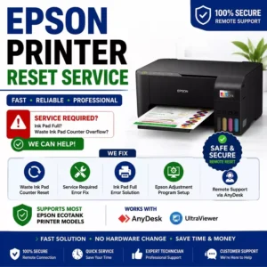 Epson Printer Reset Service - Fix Ink Pad Full and Service Required Error Remotely