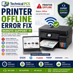Printer Offline Error Fix Remote Support Service by TechnicalPCS